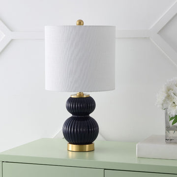 Daphne 20" Ribbed Metal/Glass LED Table Lamp